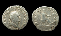 Vespasian, Denarius, Pontif Maxim reverse